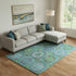8' X 10' Teal And Lime Green Geometric Washable Area Rug With UV Protection