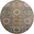 8' Sage And Gold Geometric Washable Round Rug With UV Protection