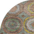 8' Sage And Gold Geometric Washable Round Rug With UV Protection