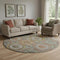 8' Sage And Gold Geometric Washable Round Rug With UV Protection
