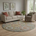 8' Sage And Gold Geometric Washable Round Rug With UV Protection