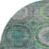 8' Teal And Lime Green Geometric Washable Round Rug With UV Protection
