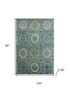 8' X 10' Teal And Lime Green Geometric Washable Area Rug With UV Protection