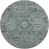 8' Sage And Gray Oriental Washable Round Rug With UV Protection