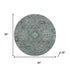 8' Sage And Gray Oriental Washable Round Rug With UV Protection