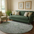 8' Sage And Gray Oriental Washable Round Rug With UV Protection