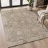 8' X 10' Khaki And Beige Oriental Washable Area Rug With UV Protection
