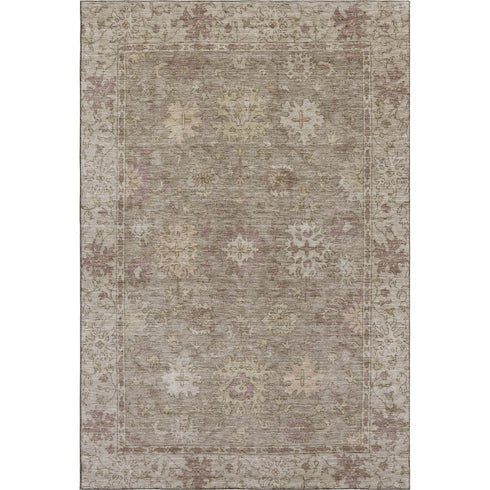 8' X 10' Khaki And Beige Oriental Washable Area Rug With UV Protection