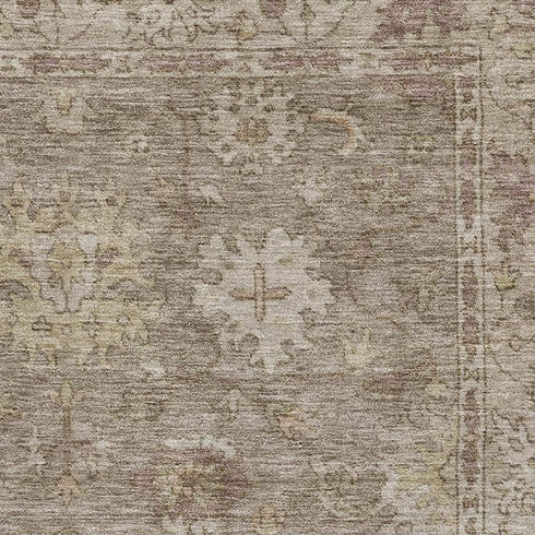 8' X 10' Khaki And Beige Oriental Washable Area Rug With UV Protection