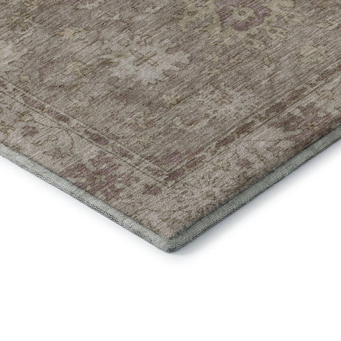 8' X 10' Khaki And Beige Oriental Washable Area Rug With UV Protection