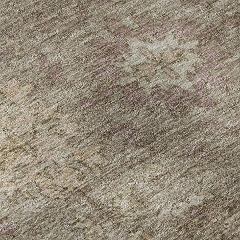 8' X 10' Khaki And Beige Oriental Washable Area Rug With UV Protection
