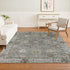9' X 12' Pewter And Taupe Oriental Washable Area Rug With UV Protection