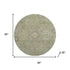 8' Sage And Beige Oriental Washable Round Rug With UV Protection