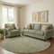 8' Sage And Beige Oriental Washable Round Rug With UV Protection