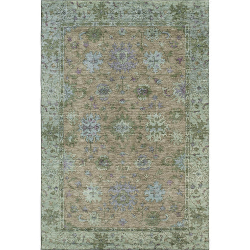 8' X 10' Brown And Lavender Oriental Washable Area Rug With UV Protection