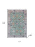 9' X 12' Mint Green And Peach Oriental Washable Area Rug With UV Protection