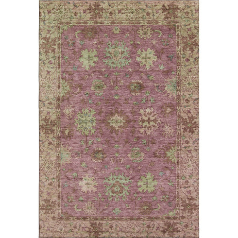 8' X 10' Pink And Beige Oriental Washable Area Rug With UV Protection