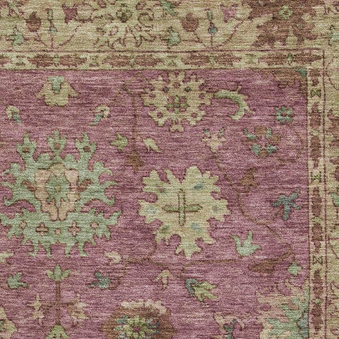 8' X 10' Pink And Beige Oriental Washable Area Rug With UV Protection