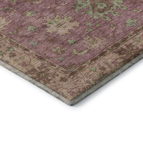 8' X 10' Pink And Beige Oriental Washable Area Rug With UV Protection