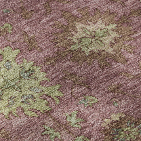 8' X 10' Pink And Beige Oriental Washable Area Rug With UV Protection