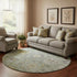 8' Sage And Gray Oriental Washable Round Rug With UV Protection