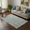5' X 8' Pale Aqua And Teal Oriental Washable Area Rug With UV Protection