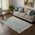 5' X 8' Pale Aqua And Teal Oriental Washable Area Rug With UV Protection