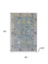 5' X 8' Pale Aqua And Teal Oriental Washable Area Rug With UV Protection