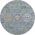 8' Pale Aqua And Teal Oriental Washable Round Rug With UV Protection