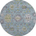 8' Pale Aqua And Teal Oriental Washable Round Rug With UV Protection