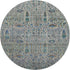 8' Brown And Teal Floral Vines Washable Round Rug With UV Protection