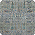 8' Brown And Teal Floral Vines Washable Round Rug With UV Protection