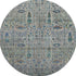 8' Brown And Teal Floral Vines Washable Round Rug With UV Protection
