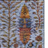 5' X 8' Blue And Red Floral Vines Washable Area Rug With UV Protection