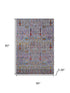 5' X 8' Blue And Red Floral Vines Washable Area Rug With UV Protection