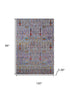 8' X 10' Blue And Red Floral Vines Washable Area Rug With UV Protection