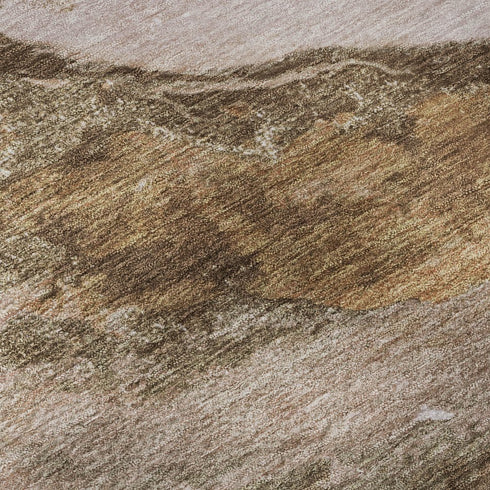 8' X 10' Brown And Ivory Abstract Washable Area Rug With UV Protection