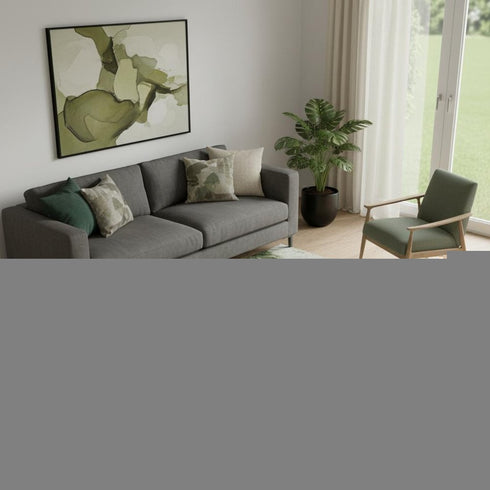 5' X 8' Green And Ivory Abstract Washable Area Rug With UV Protection