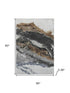 5' X 8' Gray And Ivory Abstract Washable Area Rug With UV Protection