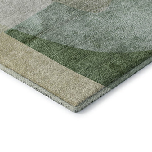 5' X 8' Sage And Beige Abstract Washable Area Rug With UV Protection
