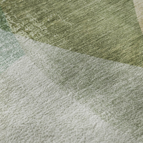 5' X 8' Sage And Beige Abstract Washable Area Rug With UV Protection