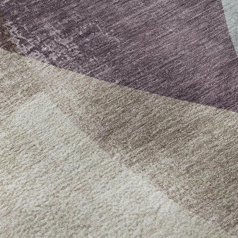 5' X 8' Brown And Ivory Abstract Washable Area Rug With UV Protection