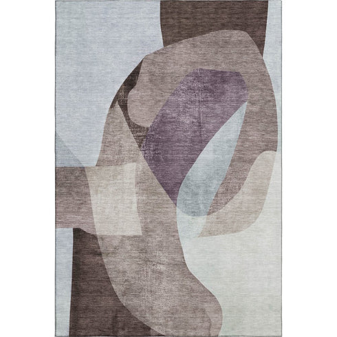8' X 10' Brown And Ivory Abstract Washable Area Rug With UV Protection