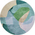 8' Green And Teal Abstract Washable Round Rug With UV Protection