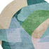 8' Green And Teal Abstract Washable Round Rug With UV Protection