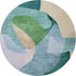 8' Green And Teal Abstract Washable Round Rug With UV Protection