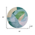 8' Green And Teal Abstract Washable Round Rug With UV Protection