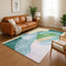 8' X 10' Green And Teal Abstract Washable Area Rug With UV Protection