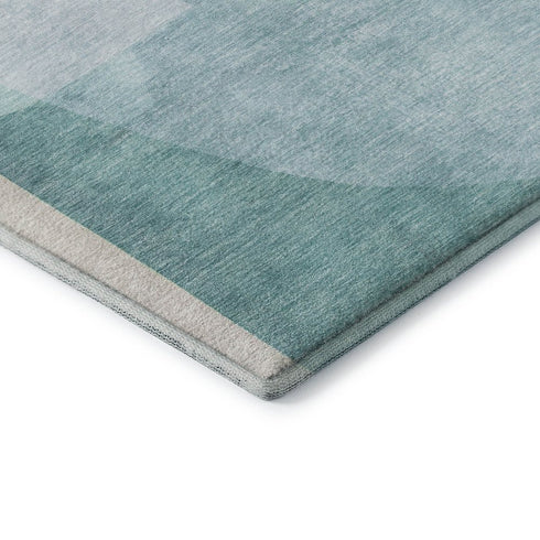 8' X 10' Pale Aqua And Beige Abstract Washable Area Rug With UV Protection