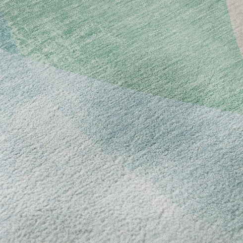 8' X 10' Pale Aqua And Beige Abstract Washable Area Rug With UV Protection